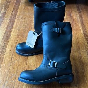 Black Leather Motorcycle Boots